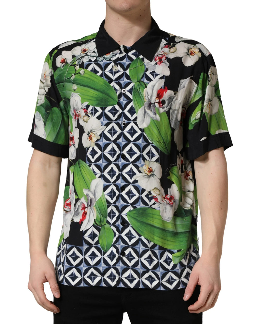 Dolce & Gabbana Multicolor Tropical Orchid Print Men Shirt - IT40 | M