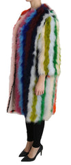 Dolce & Gabbana Multicolor Turkey Feather Cape Fur Coat - Overcoats