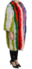 Dolce & Gabbana Multicolor Turkey Feather Cape Fur Coat - Overcoats