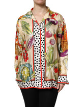 Dolce & Gabbana Multicolor Vegetables Silk Long Sleeves Top - Blouses
