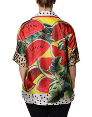 Dolce & Gabbana Multicolor Watermelon Collared Shirt Top - IT38 | XS - Blouses
