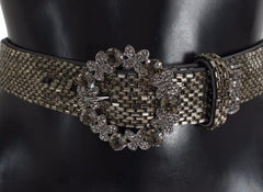 Dolce & Gabbana Multicolor Wide Crystal Buckle Sequined Belt - 65 cm / 26 Inches