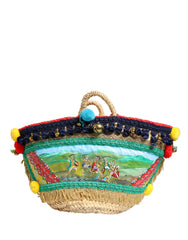 Dolce & Gabbana Multicolor Woven Straw Basket Embellished Sicily Bag