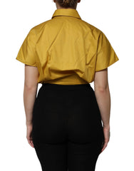 Dolce & Gabbana Mustard Collared Short Sleeves Blouse Top - IT46|XL - Blouses