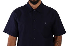 Dolce & Gabbana Navy Blue Button Down Short Sleeves Shirt - IT40 | M - Shirts