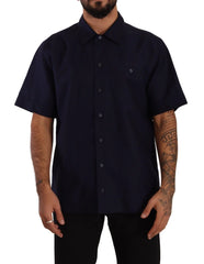 Dolce & Gabbana Navy Blue Button Down Short Sleeves Shirt - IT40 | M - Shirts