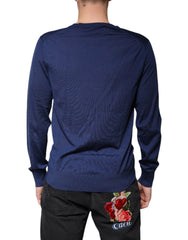 Dolce & Gabbana Navy Blue Cashmere V-neck Pullover Sweater - IT48 | M - Sweaters