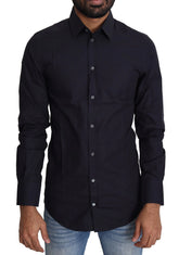 Dolce & Gabbana Navy Blue Cotton Formal Dress Shirt - IT37 | XS - Shirts