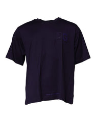 Dolce & Gabbana Navy Blue DG Logo Cotton Crew Neck T-shirt - T-Shirts