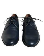 Dolce & Gabbana Navy Blue Leather Derby Dress Formal Shoes - EU44/US11 - Shoes