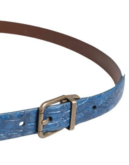 Ceinture en cuir bleu marine Dolce & Gabbana, boucle en métal doré - 105 cm / 42 pouces
