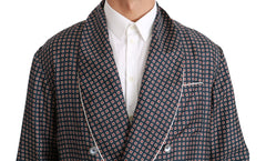 Dolce & Gabbana Navy Blue Patterned Double Breasted Coat Jacket - IT4 | L - Sport Jackets