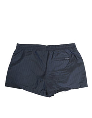 Dolce & Gabbana Navy Blue Polyester Nylon Pinstripe Men’s Swimwear - IT4 | S - Swim Boxers