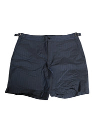 Dolce & Gabbana Navy Blue Polyester Pinstripe Men Shorts Swimwear - IT48 | M - Swim Boxers