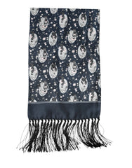 Dolce & Gabbana Navy Blue Silk Neck Wrap Shawl Men Scarf