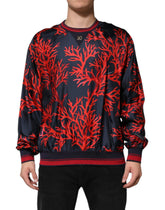Dolce & Gabbana Navy Red Silk Coral Print Pullover Sweater - IT52 | XL - Sweaters