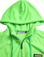 Dolce & Gabbana Neon Green Hooded Full Zip Top Sweater - IT44 | S - Hoodies