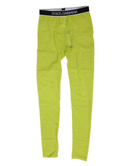 Dolce & Gabbana Neon Green Nylon Logo Lace Leggings Pants Underwear - IT2 | S - Thigh Slimmers