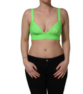 Dolce & Gabbana Neon Green Soft Cup Logo-Trim Bra Cropped Top - IT2 | S