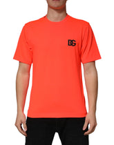 Dolce & Gabbana Neon Orange Polyester Crew Neck Men T-shirt - IT44 | XS