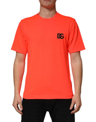 Dolce & Gabbana Neon Orange Polyester Crew Neck Men T-shirt - IT44 | XS