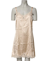 Dolce & Gabbana Nude Chemise Lingerie Silk Blend Lace Trim Dress - IT5 | XL - Nightgowns