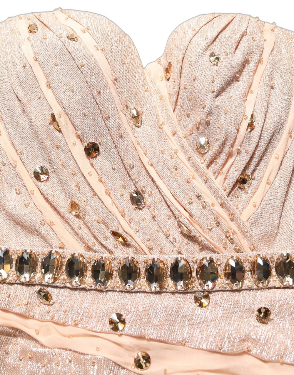 Dolce & Gabbana Nude Embellished Strapless Evening Gown Dress - IT40|S