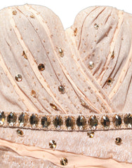 Dolce & Gabbana Nude Embellished Strapless Evening Gown Dress - IT40|S