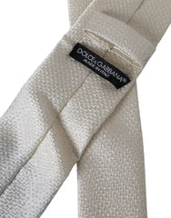 Dolce & Gabbana Off White 100% Silk Adjustable Necktie Men Tie - Neckties