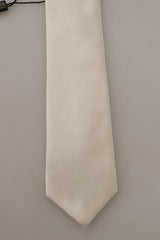 Dolce & Gabbana Off-White 100% Silk Slim Adjustable Accessory Necktie - Neckties
