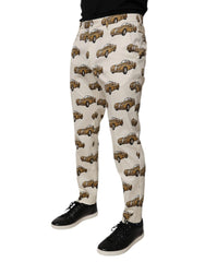 Dolce & Gabbana Off White Cars Cotton Skinny Men Denim Jeans - Jeans