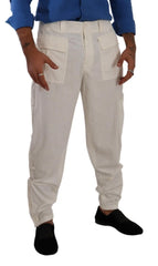 Dolce & Gabbana Off White Cotton Corduroy Cargo Pants - IT48 | M - Cargo Pants