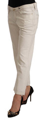 Dolce & Gabbana Off White Cotton Flared Cropped Denim Jeans - Jeans