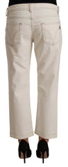 Dolce & Gabbana Off White Cotton Flared Cropped Denim Jeans - W29