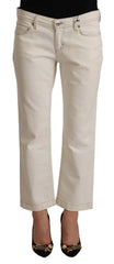 Dolce & Gabbana Off White Cotton Flared Cropped Denim Jeans - W29