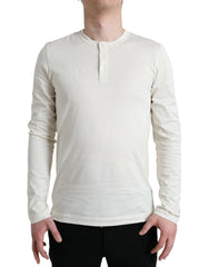 Dolce & Gabbana Off White Cotton Henley Pullover Sweater - IT52 | XL - Sweaters