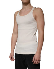 Dolce & Gabbana Off White Cotton Sleeveless Round Neck Tank T-shirt - IT46 | S - Tank Tops