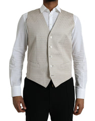 Dolce & Gabbana Off White Cotton Waistcoat Dress Formal Vest - IT48 | M - Vests