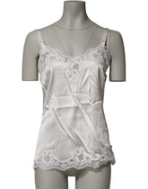 Dolce & Gabbana Off White Floral Lace Tank Lingerie Top Underwear - IT3 | M - Camisoles