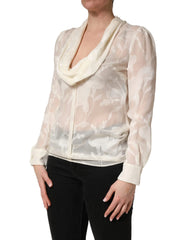 Blouse Dolce & Gabbana Blanc Crème Floral Transparente en Soie - IT40|S