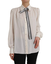 Dolce & Gabbana Off White Long Sleeve Button Down Blouse Top - IT46|XL - Blouses