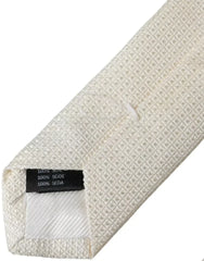 Dolce & Gabbana Off White Patterned Silk Classic Adjustable Tie - Neckties