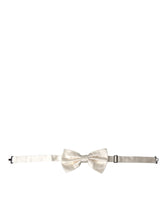 Dolce & Gabbana Off White Silk Adjustable Neck Men Bow Tie - Neckties