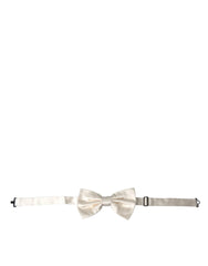 Dolce & Gabbana Off White Silk Adjustable Neck Men Bow Tie - Neckties