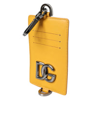 Dolce & Gabbana Orange Calf Leather Credit Card Holder Clip On Wallet - Card Cases