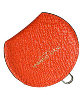 Dolce & Gabbana Orange Calfskin Leather Round Logo Hand Mirror Holder - Face Mirrors