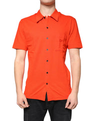 Dolce & Gabbana Orange Cotton Button Down Casual Polo Shirt - Polos