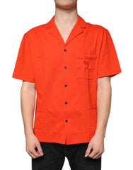 Dolce & Gabbana Orange Cotton Button Down Casual Polo Shirt - Shirts