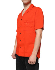 Dolce & Gabbana Orange Cotton Button Down Casual Polo Shirt - Shirts