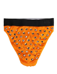 Dolce & Gabbana Oranžové krajkové slipy s vysokým pasem a krystaly - IT2 | S